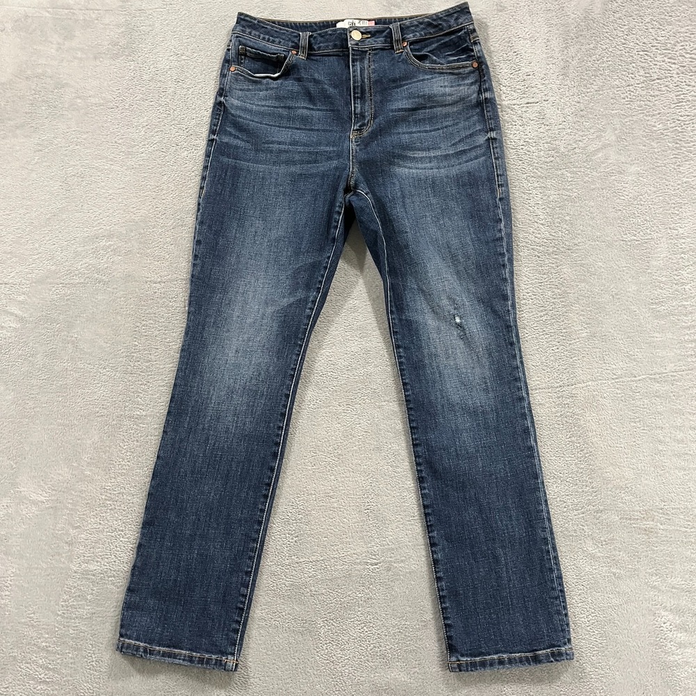 CABI Jeans Womens‎ 10 Higher Rise Straight Leg Distressed Stretch Denim Y2K